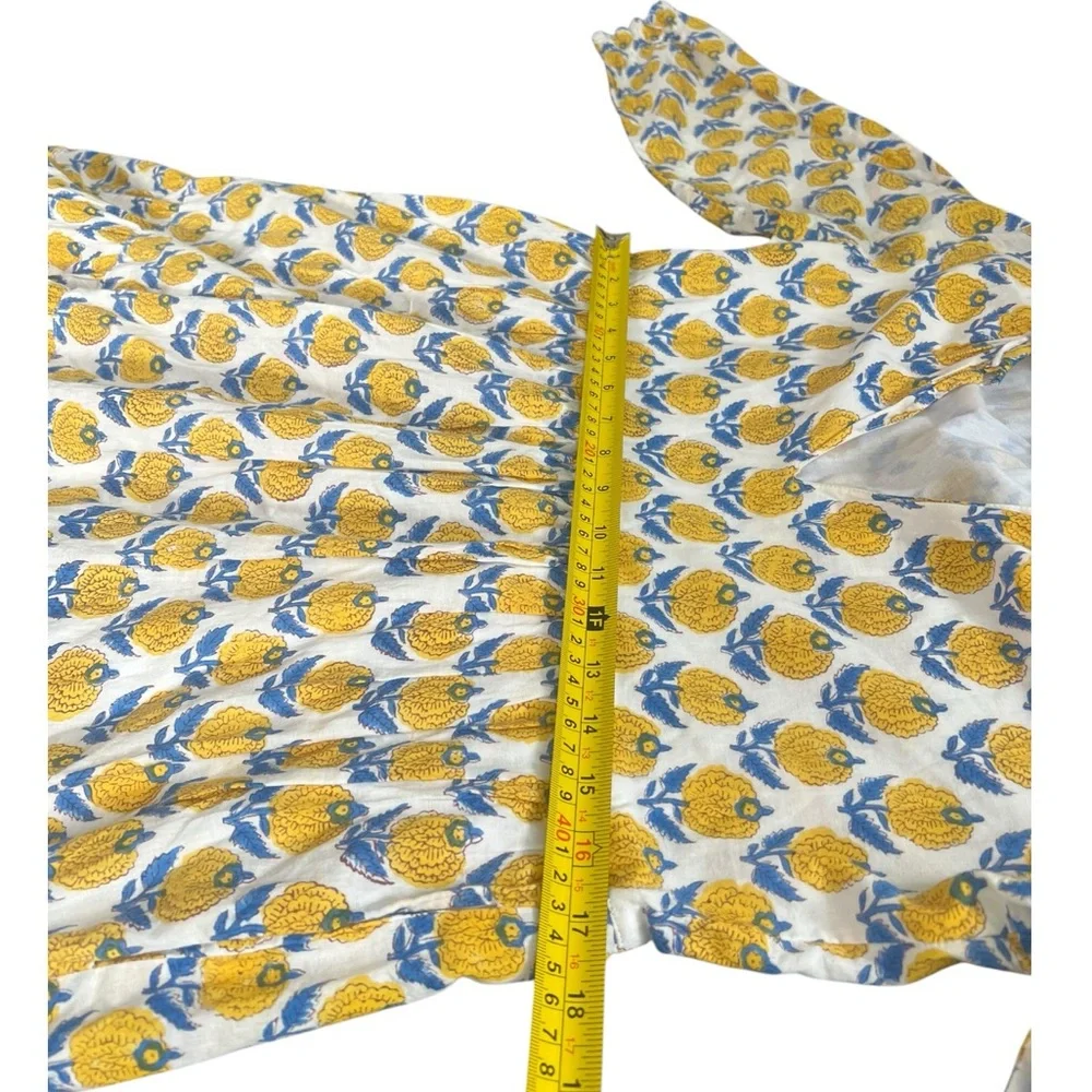 Madison Mathews Ginger Folly Mini Dress Floral Print Blue Yellow Sundress XS - Picture 4 of 9
